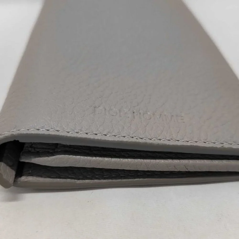 Dior Homme Wallet Gray Leather Bifold New
